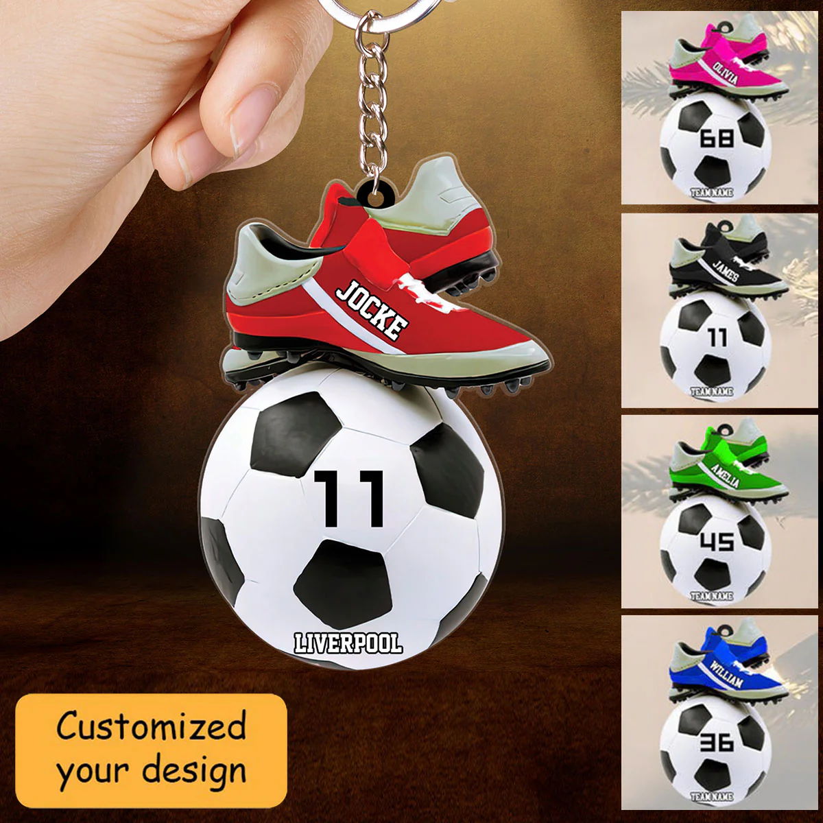 2022 Personalized Soccer Christmas Acrylic Keychain - Great Gift Idea For Soccer Players, Soccer Lovers, Custom Shape Acrylic Keychain Soccer Decor - Image 2