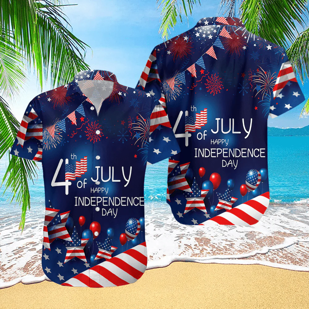 4th July US Independence Day Aloha Hawaiian Shirts For Men Women, American Flag Firework Hawaiian Shirt, Gift For Summer, Friend, Patriot, Family - Image 3