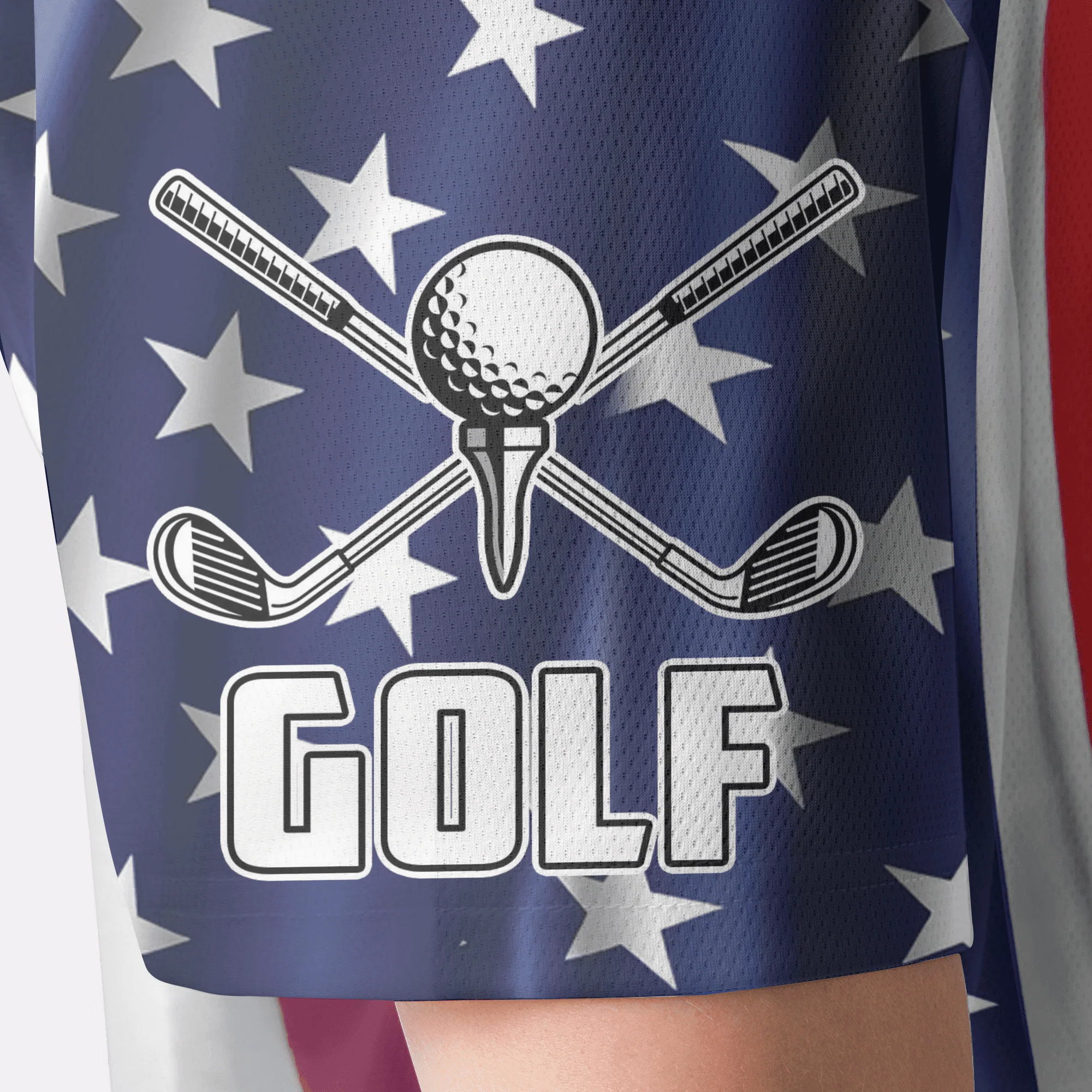4th of July Golf Men Polo Shirt - Custom Name White Golf American Flag 4th of July Polo Shirts - Personalized Custom Name White Men Golf Polo Shirts - Image 5