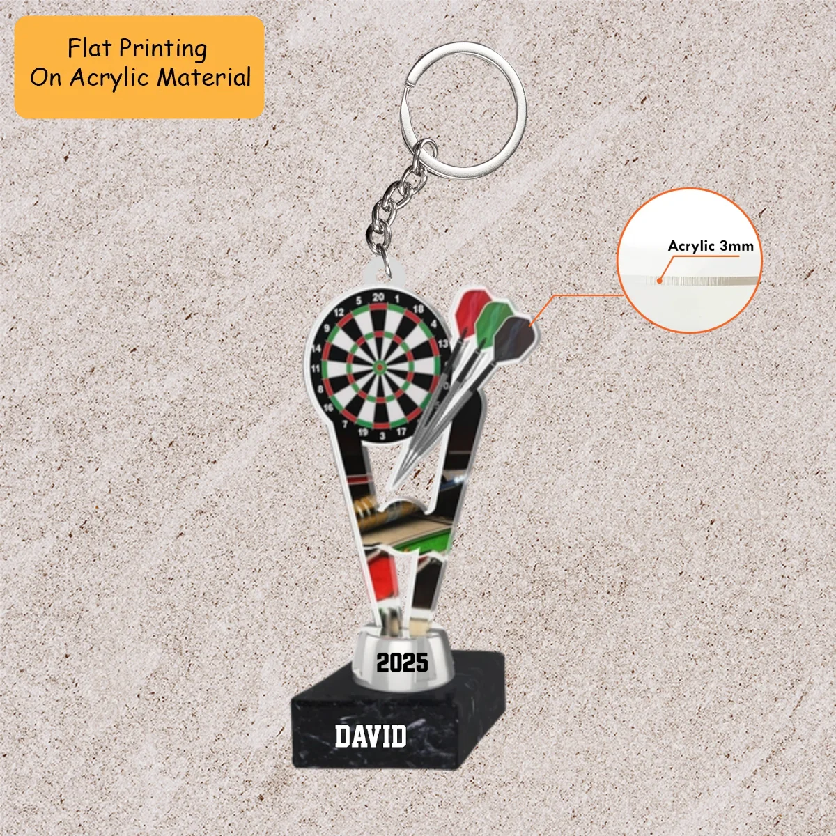 Personalized Dart Board Holding Pins Acrylic Ornament, Dart Board Keychain, Car Ornament, Christmas Ornament Gifts - Image 3