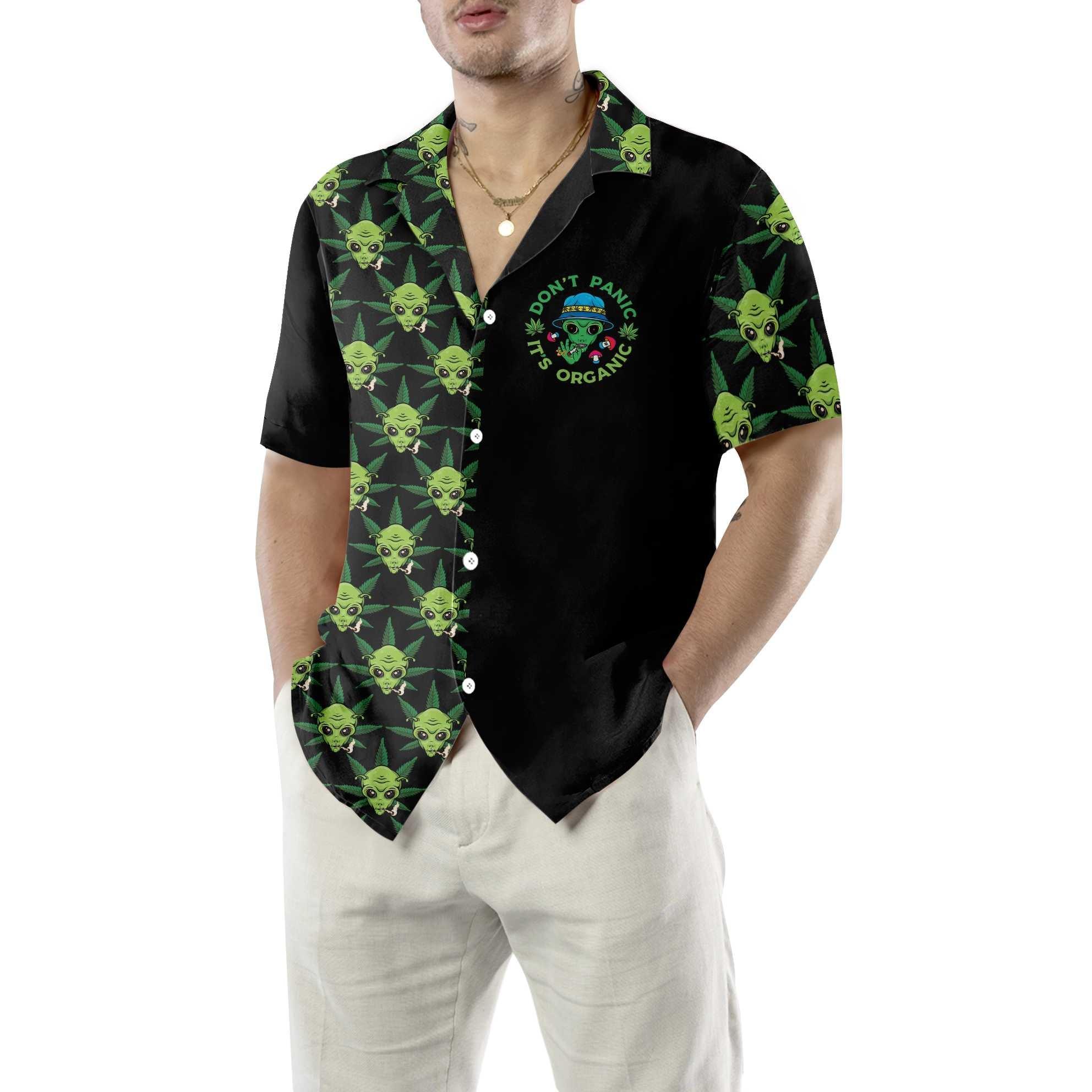 Alien Hawaiian Shirts, Alien Organic Marijuana Aloha Shirt For Men - Gift For Friends, Team, Family - Image 2