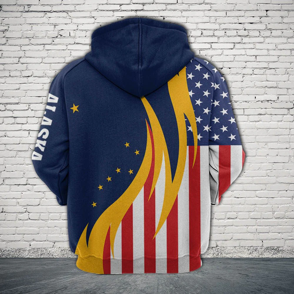 Alaska American Flag Pullover Premium Hoodie, Perfect Outfit For Men And Women On Christmas New Year Winter - Image 3