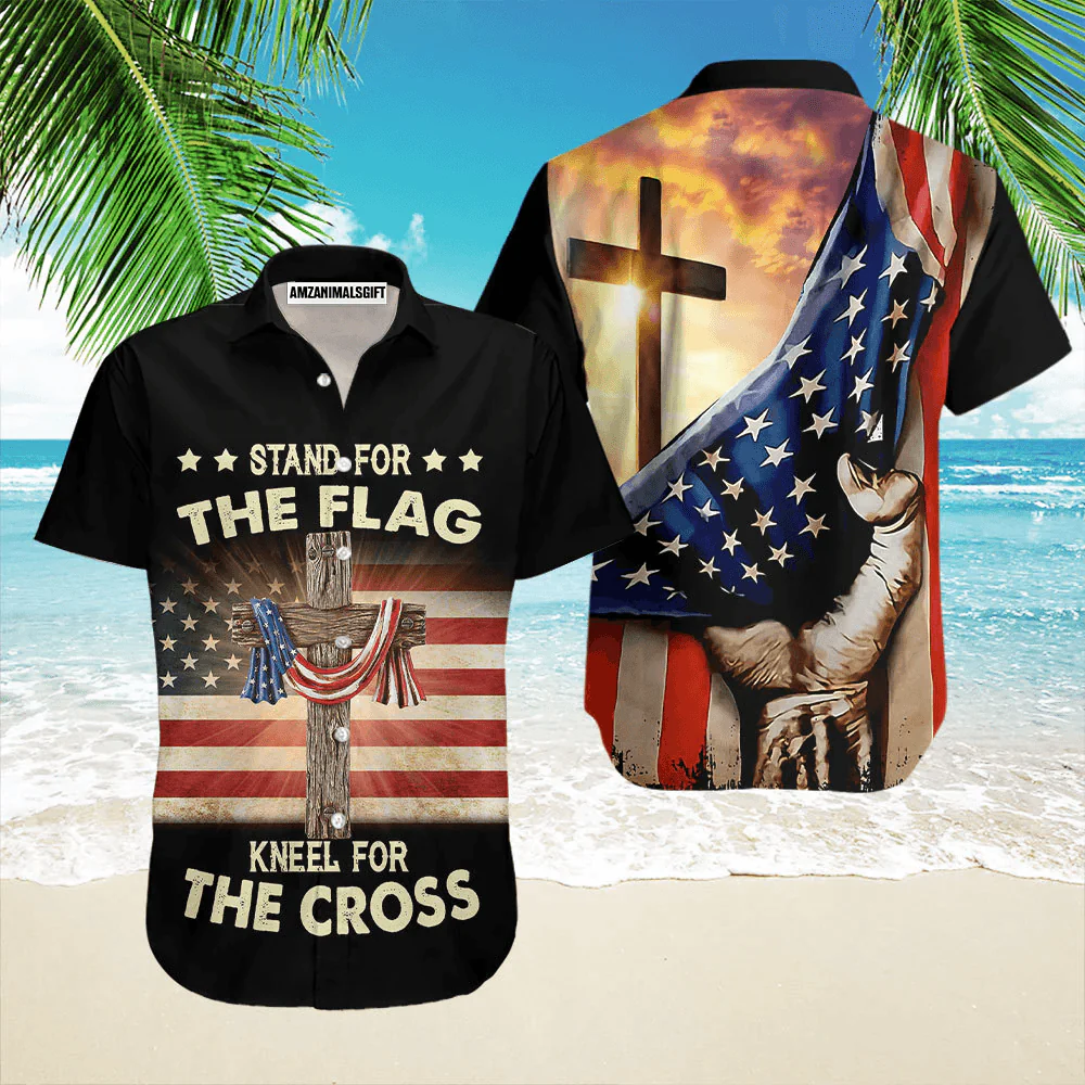 America Stand For The Flag Kneel For The Cross Aloha Hawaiian Shirts For Men Women, 4th Of July Gift For Summer, Friend, Family, Independence Day - Image 2