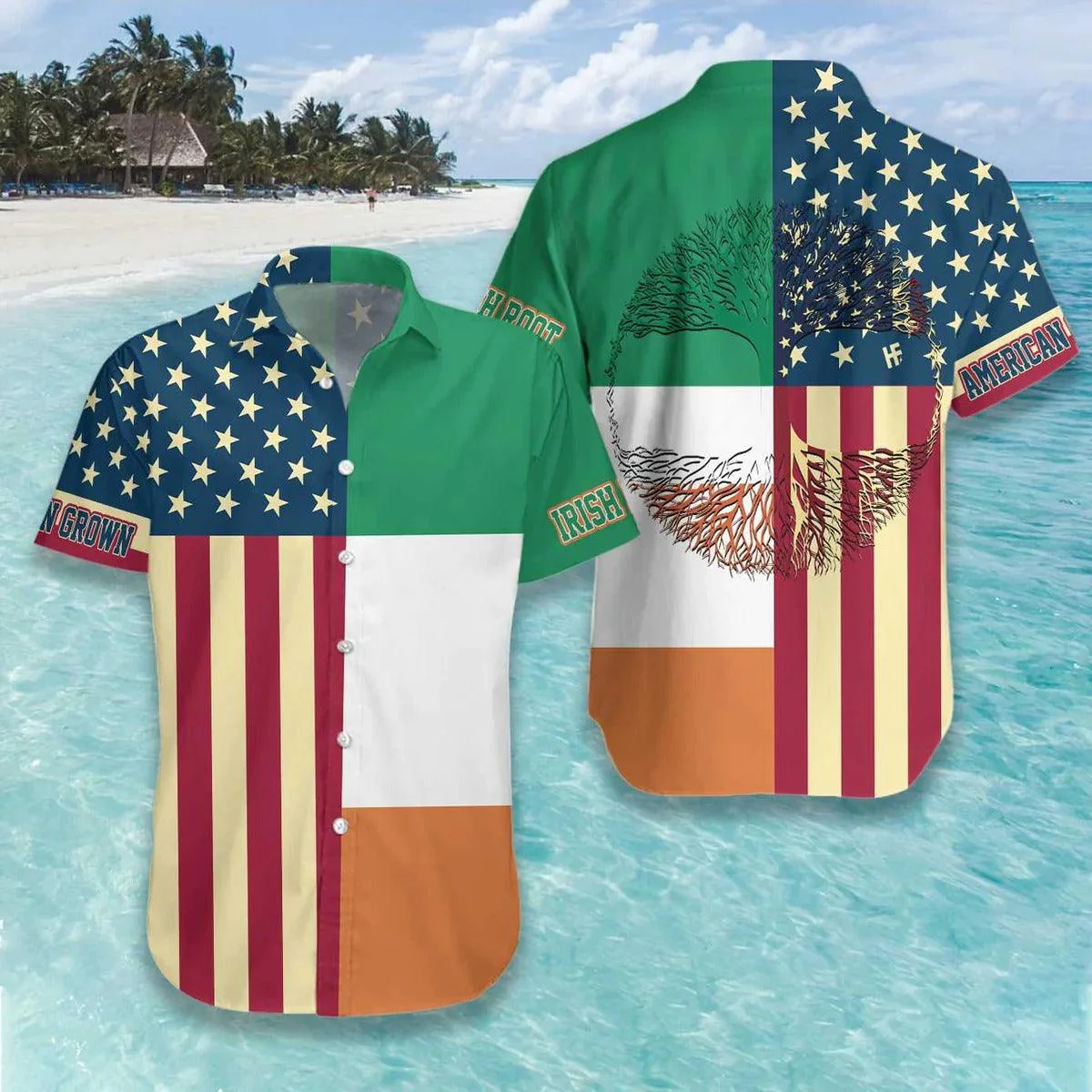 American And Ireland Hawaiian Shirts, US Flag Hawaiian Shirt - Perfect Gift For Lover, Friend, Family
