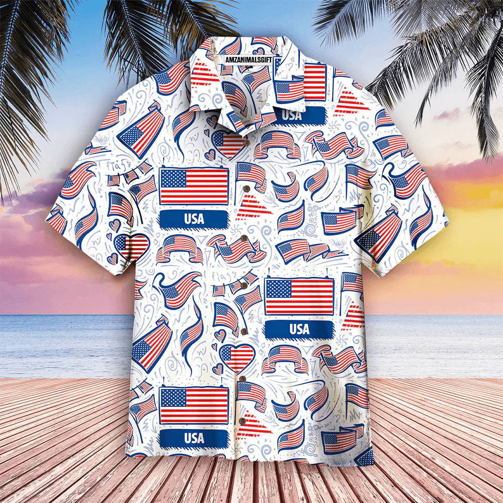 American Flag Aloha Hawaiian Shirts For Men Women, 4th July Gift For Summer, Friend, Family, Patriot, Independence Day