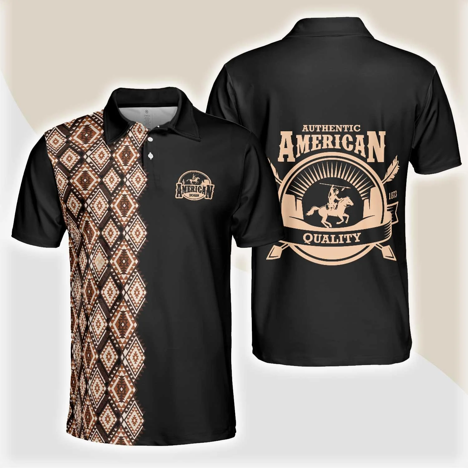American Indian Polo Shirt, Navajo Pattern Shirt For Men, American Themed Polo Style Shirt - Gift For Family, Friends