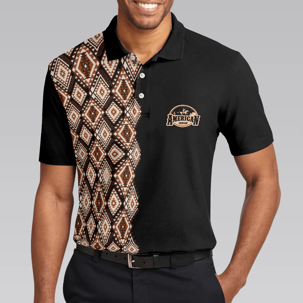 American Indian Polo Shirt, Navajo Pattern Shirt For Men, American Themed Polo Style Shirt - Gift For Family, Friends - Image 6
