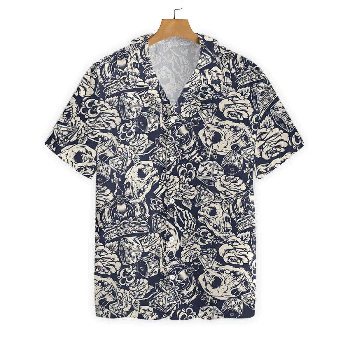 Apes Skull Aloha Hawaiian Shirt, Apes Skull Flower Seamless Pattern Hawaiian Shirt, Flower Aloha Shirt - Perfect Gift For Men Women, Friends, Family - Image 2