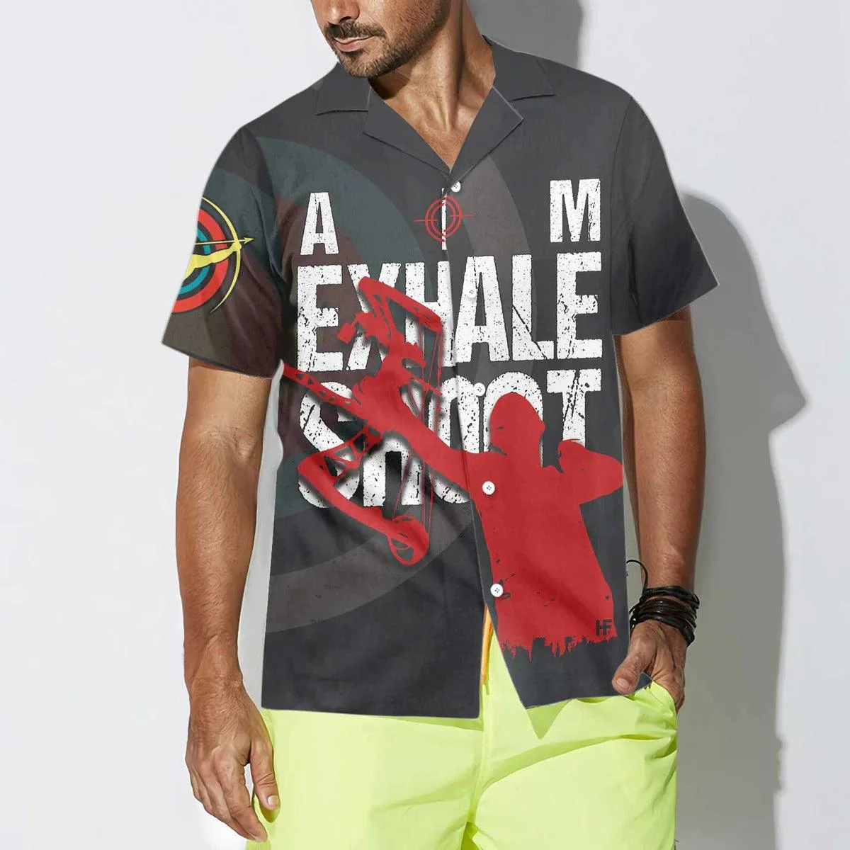 Archer Hawaiian Shirt, Archery Hawaiian Shirt, Aim Exhale Shot Aloha Shirt - Perfect Gift For Men, Archer, Family, Friends - Image 4