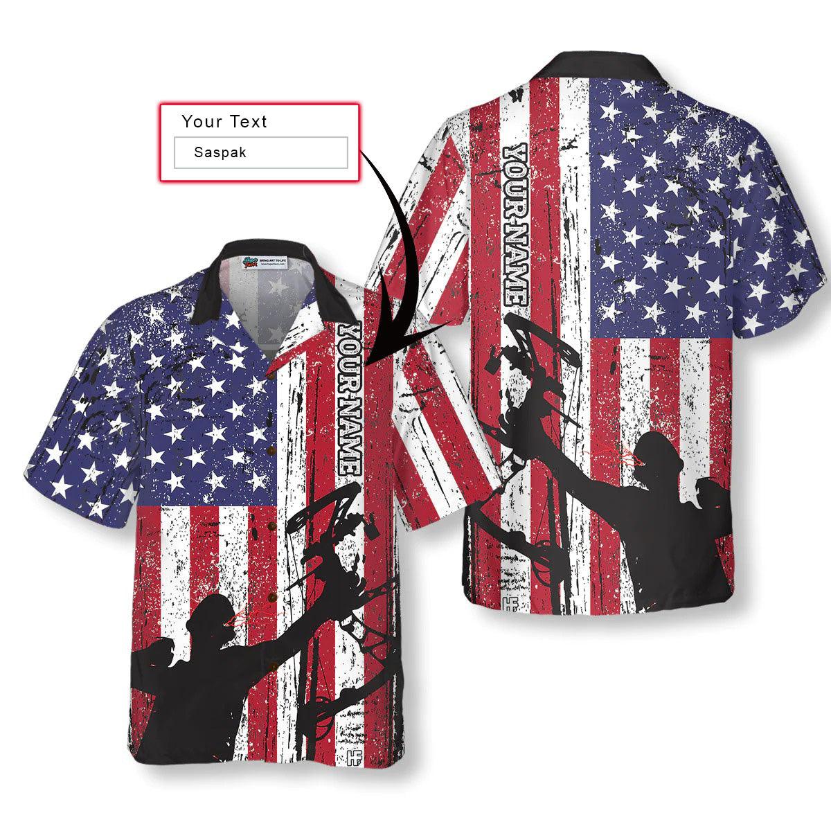 Archery Custom Hawaiian Shirt, Archery America Flag Hawaiian Shirt, Archery Aloha Shirt- Perfect Gift For Men, Women, Archery Lover, Friend, Family