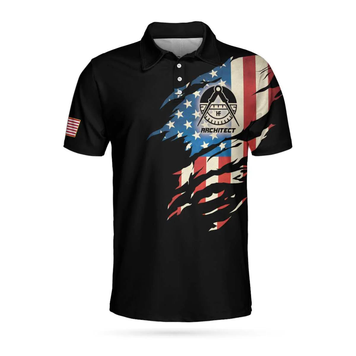 Architect Men Polo Shirt, American Flag Skull, My Craft Allows Me To Design Anything Polo Shirt, Crazy Architect Shirt - Gift For Men, Architect - Image 3
