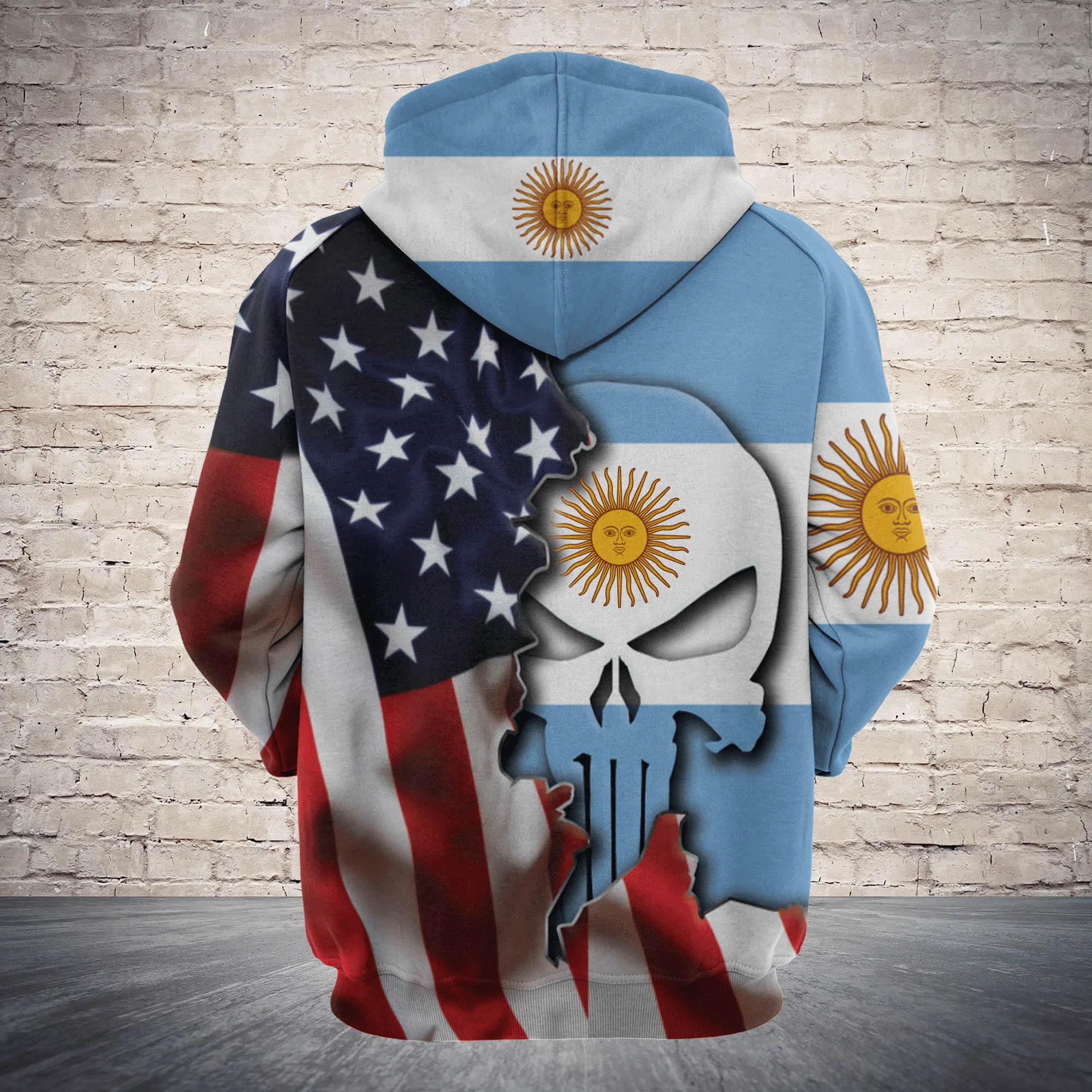 Argentina Proud Skull Pullover Premium Hoodie, Perfect Outfit For Men And Women On Christmas New Year Autumn Winter - Image 2