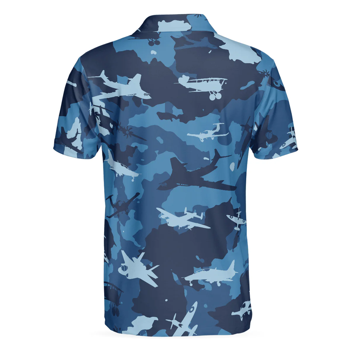 Army Men Polo Shirt, Aircraft Ocean Blue Camouflage Polo Shirt, Best Camo Shirt For Men - Best Gift For Army, Family, Friends - Image 3