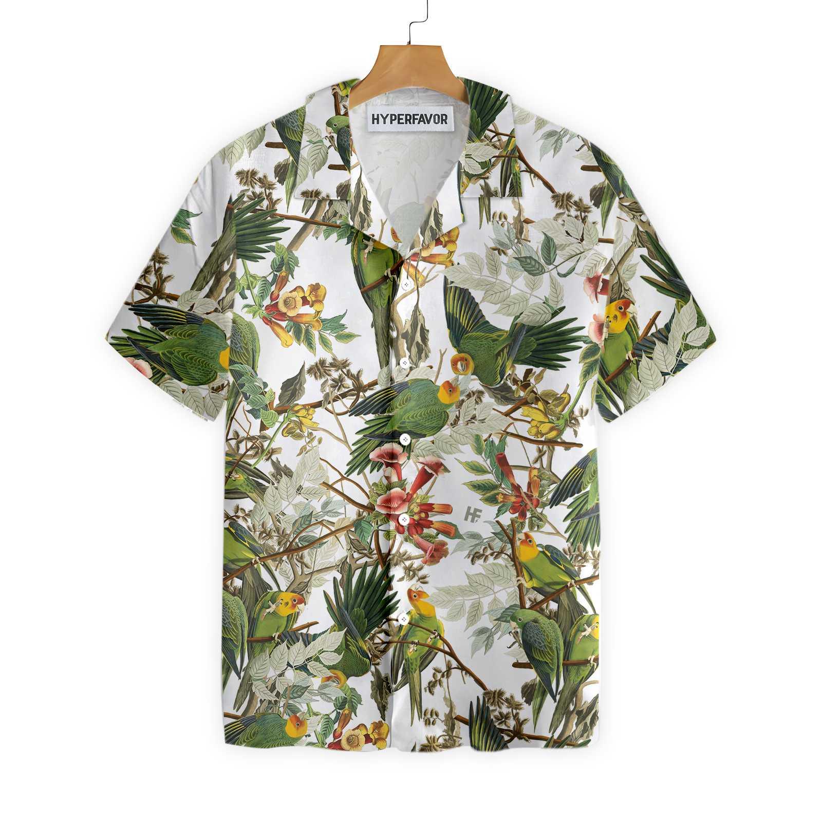 Audubon Carolina Parrot Hawaiian Shirt, Colorful Summer Aloha Shirts For Men Women, Perfect Gift For Husband, Wife, Boyfriend, Friend - Image 2