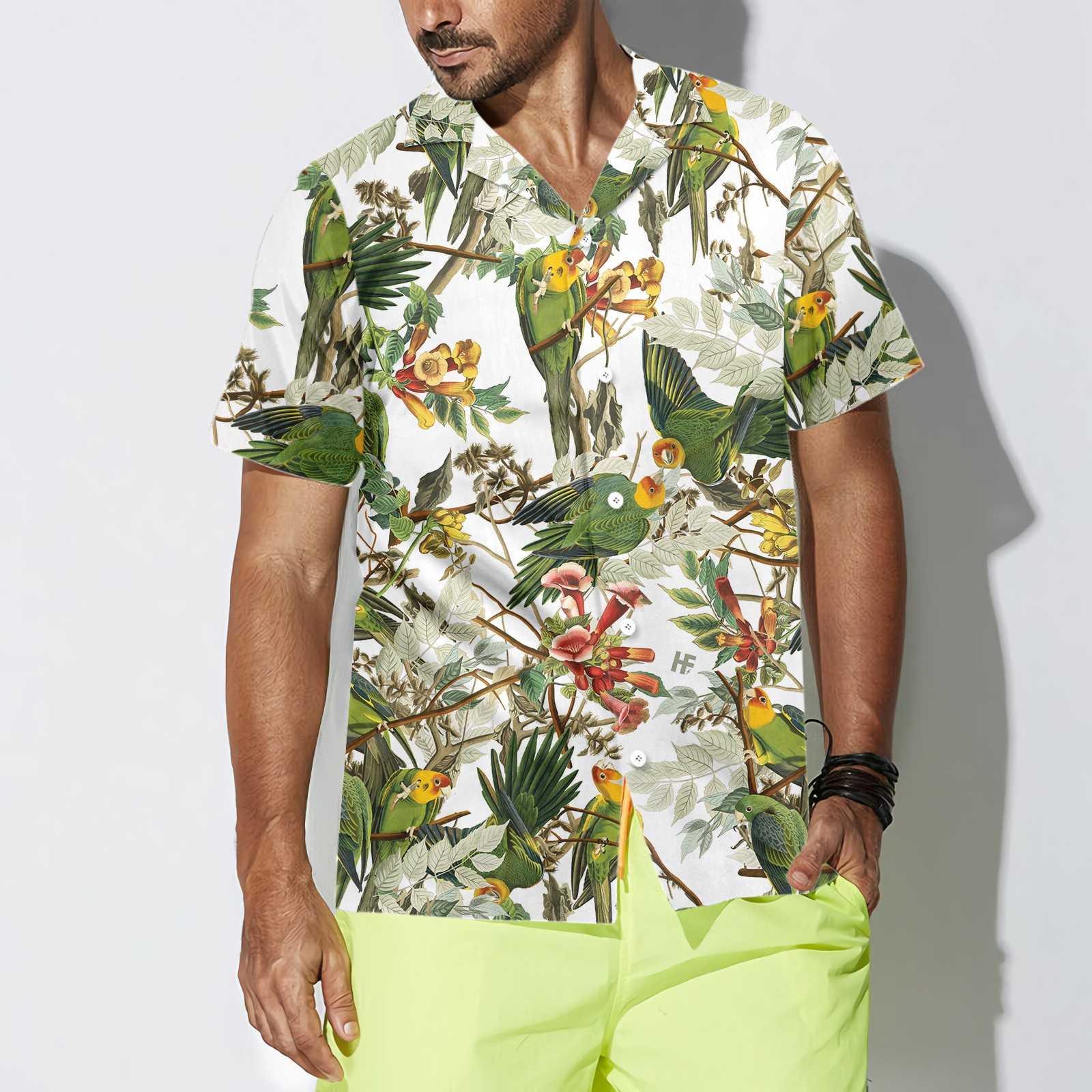 Audubon Carolina Parrot Hawaiian Shirt, Colorful Summer Aloha Shirts For Men Women, Perfect Gift For Husband, Wife, Boyfriend, Friend - Image 3