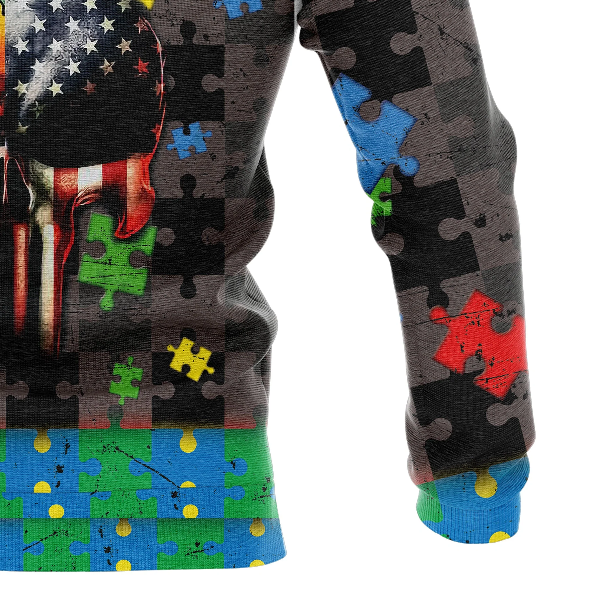 Autism Skull Pullover Halloween Premium Hoodie, Autism Warrior ,Perfect Outfit For Men And Women On Christmas New Year Autumn Winter - Image 8