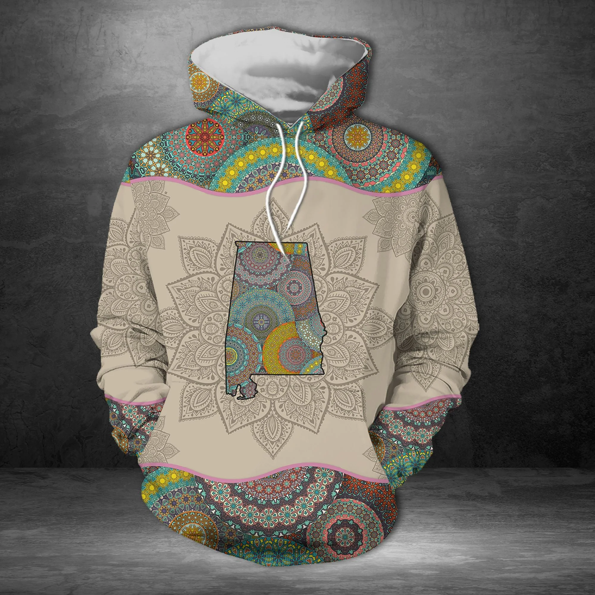Awesome Alabama Mandala Pullover Halloween Premium Hoodie, Perfect Outfit For Men And Women On Christmas New Year Autumn Winter - Image 2