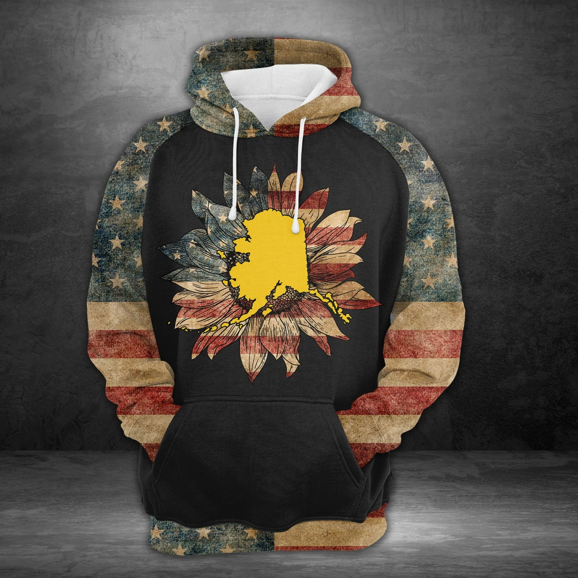Awesome Alaska American Flag Pullover Halloween Premium Hoodie, Perfect Outfit For Men And Women On Christmas New Year Autumn Winter - Image 2