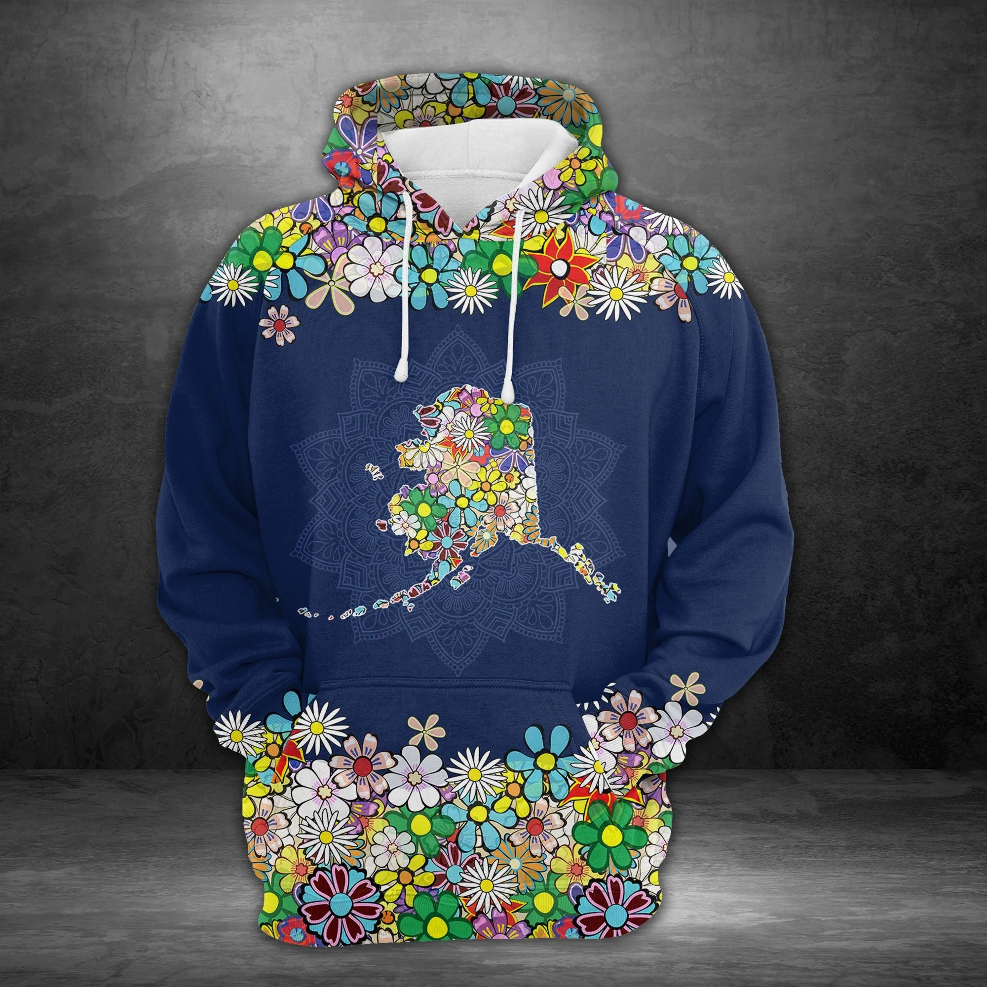 Awesome Alaska Colorful Flower Pullover Halloween Premium Hoodie, Perfect Outfit For Men And Women On Christmas New Year Autumn Winter - Image 2