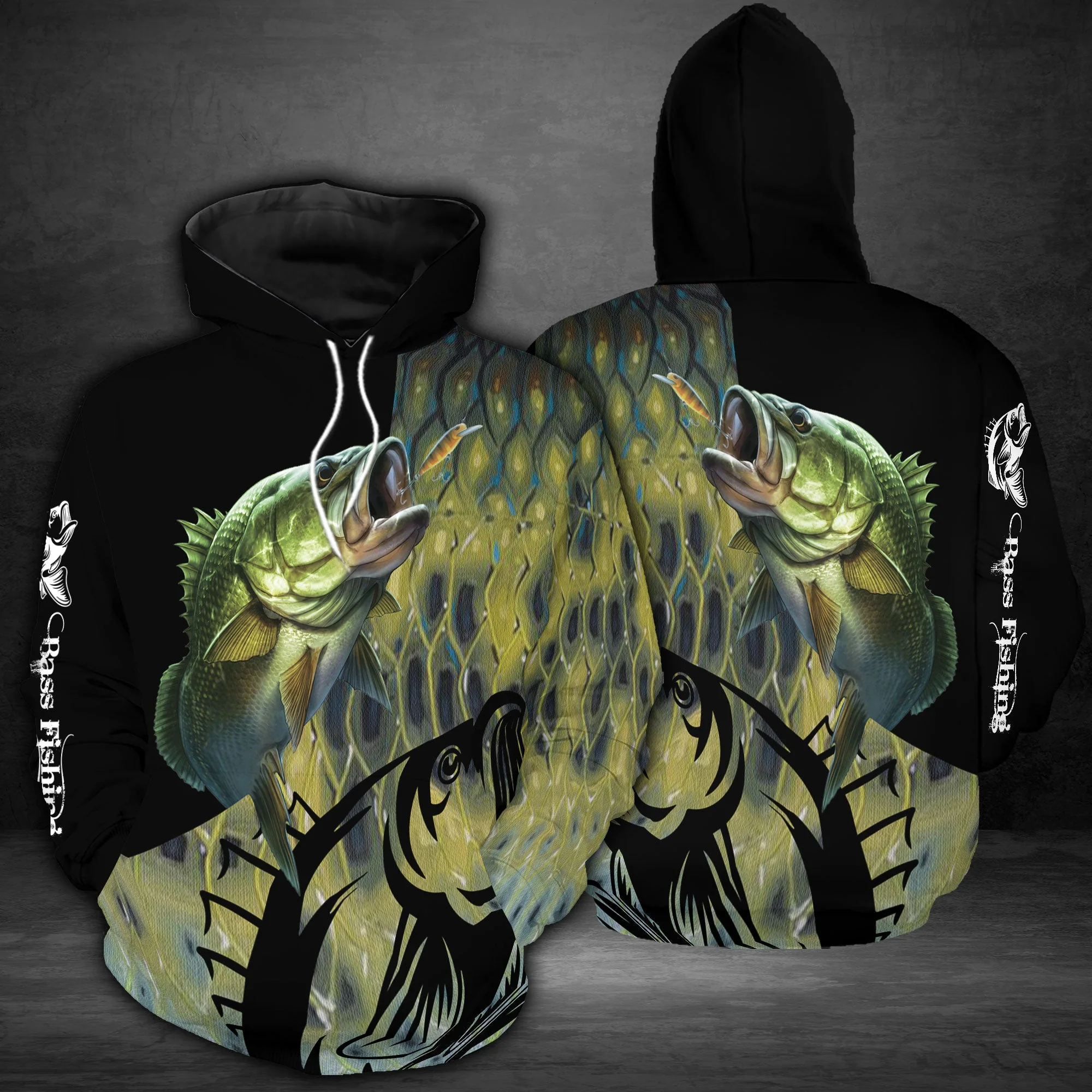 Awesome Bass Fishing Pullover Halloween Premium Hoodie, Perfect Outfit For Men And Women On Christmas New Year Autumn Winter - Image 2