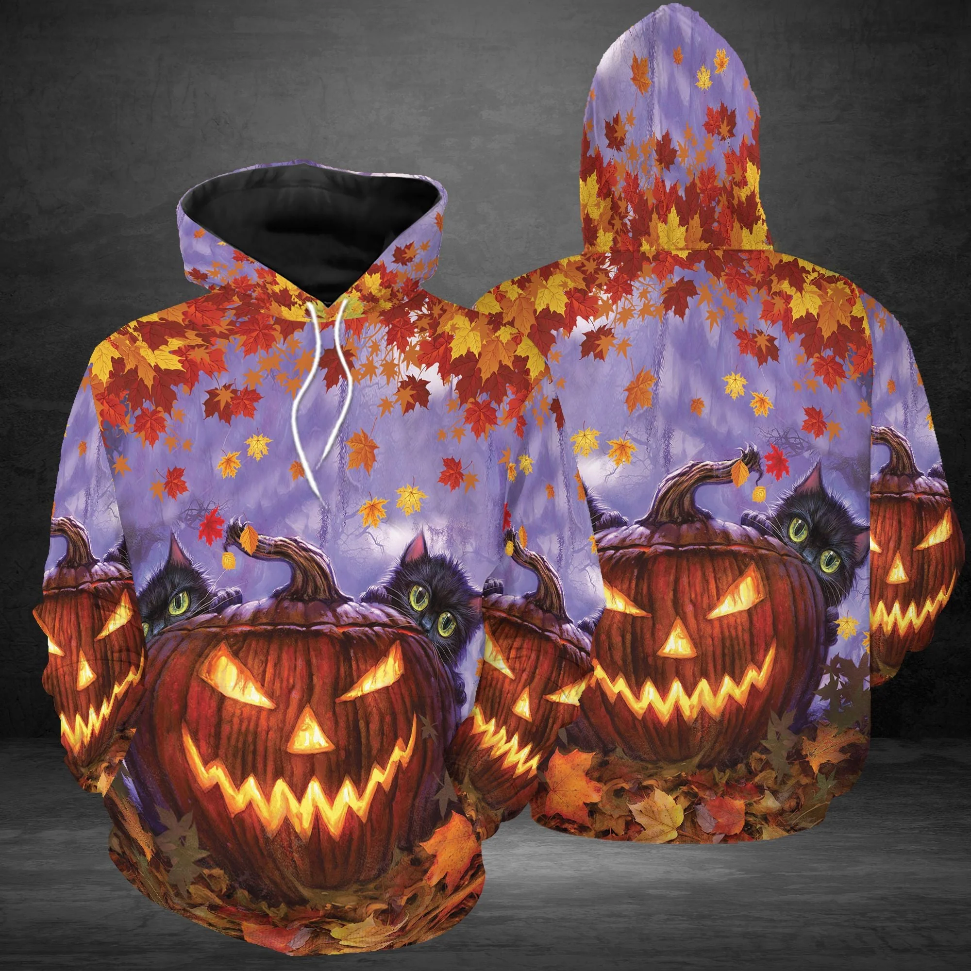 Awesome Black Cat Halloween Premium Hoodie, Perfect Outfit For Men And Women On Christmas New Year Autumn Winter - Image 2