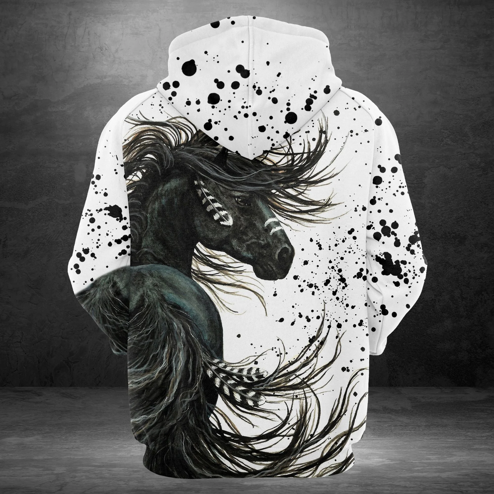 Awesome Black Horse Print Pullover Premium Hoodie, Perfect Outfit For Men And Women On Christmas New Year Autumn Winter - Image 2