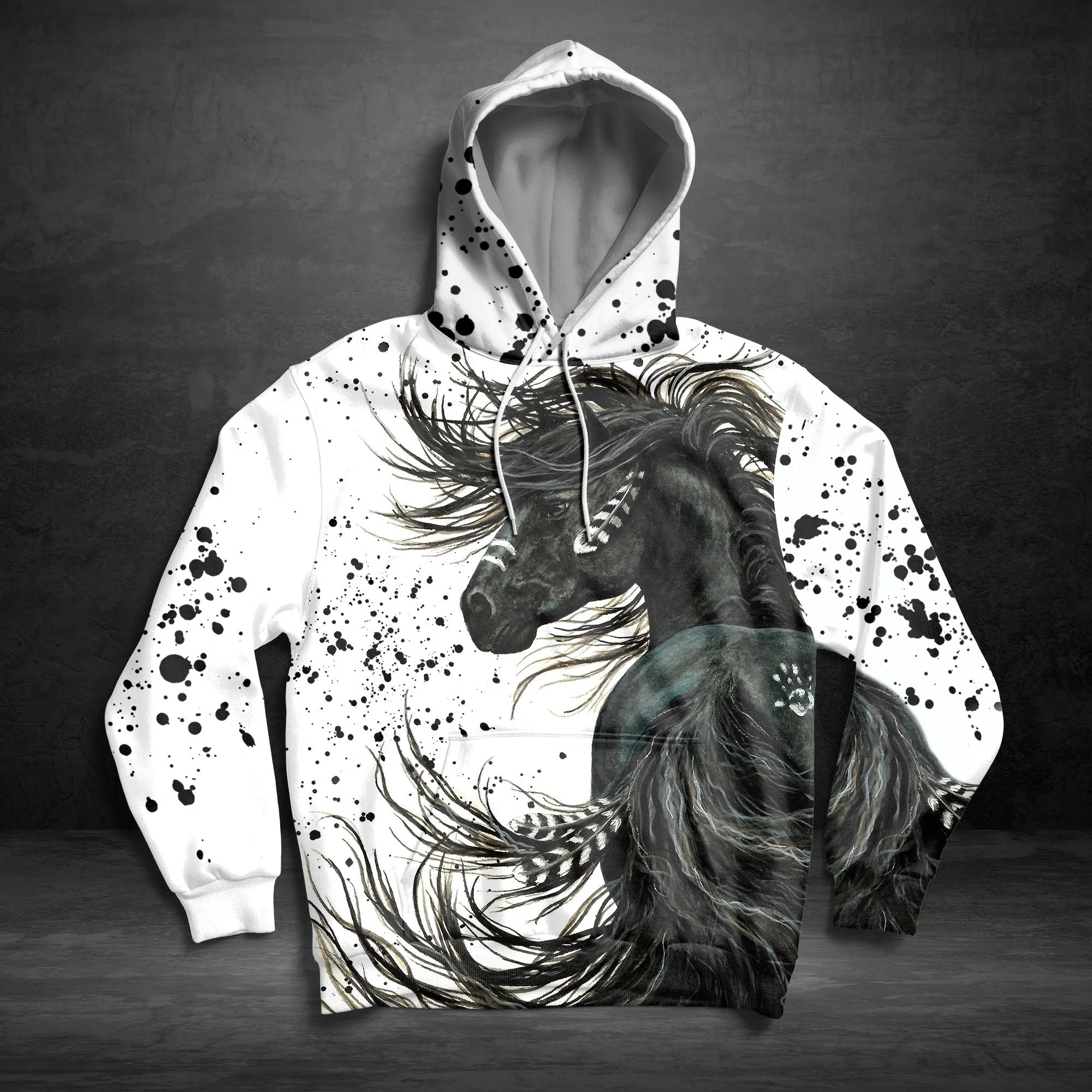 Awesome Black Horse Print Pullover Premium Hoodie, Perfect Outfit For Men And Women On Christmas New Year Autumn Winter - Image 4