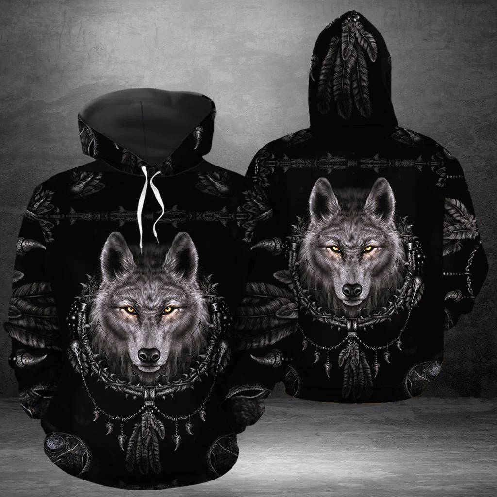 Awesome Grey Wolf Pullover Premium Hoodie, Perfect Outfit For Men And Women On Christmas New Year Autumn Winter - Image 2