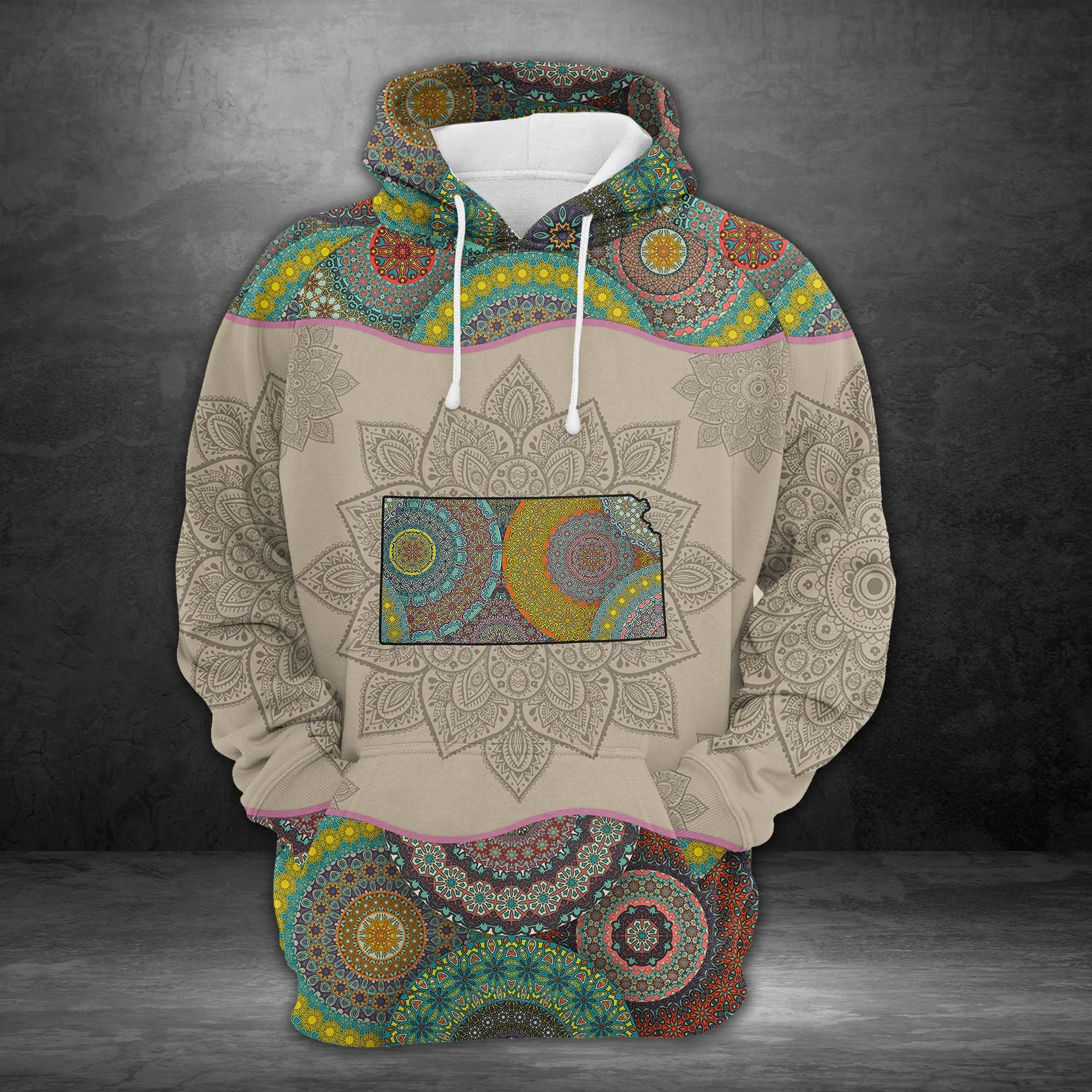 Awesome Kansas Mandala Pullover Premium Hoodie, Perfect Outfit For Men And Women On Christmas New Year Autumn Winter - Image 2