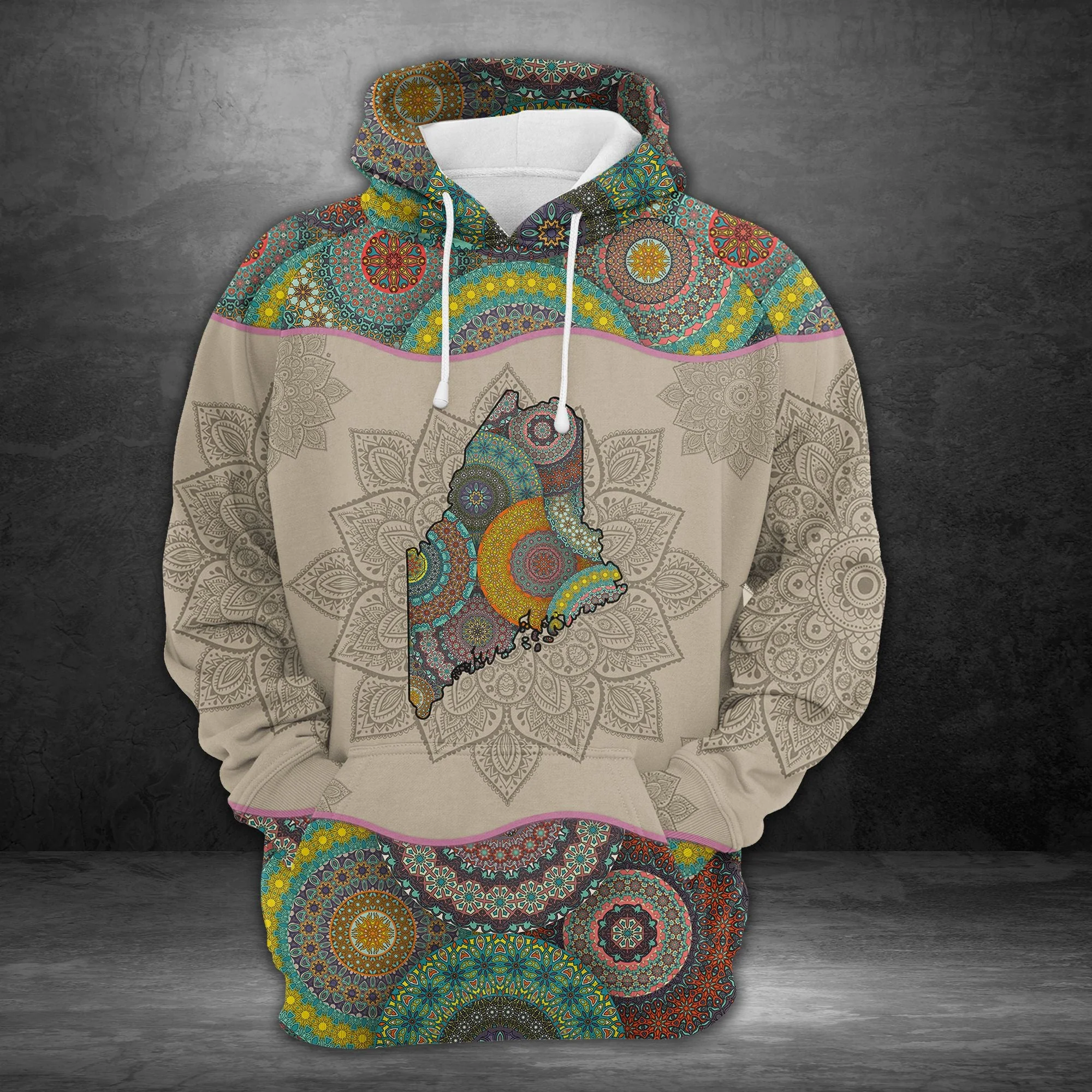 Awesome Maine Mandala Pullover Premium Hoodie, Perfect Outfit For Men And Women On Christmas New Year Autumn Winter - Image 2