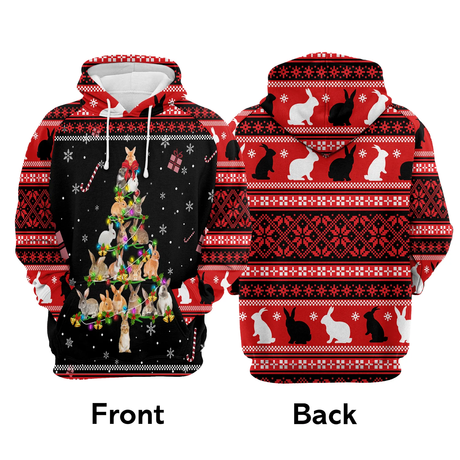 Awesome Rabbit Pine Christmas Pullover Premium Hoodie, Perfect Outfit For Men And Women On Christmas New Year Autumn Winter - Image 2
