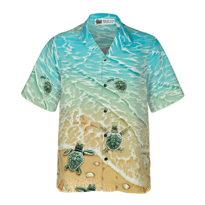Baby Sea Turtle Hawaiian Shirt, Sand Beach, Sea Turtle Aloha Shirt For Men - Perfect Gift For Turtle Lovers, Husband, Boyfriend, Friend, Family - Image 2