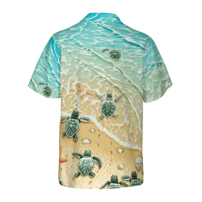 Baby Sea Turtle Hawaiian Shirt, Sand Beach, Sea Turtle Aloha Shirt For Men - Perfect Gift For Turtle Lovers, Husband, Boyfriend, Friend, Family - Image 3