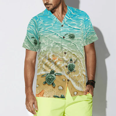 Baby Sea Turtle Hawaiian Shirt, Sand Beach, Sea Turtle Aloha Shirt For Men - Perfect Gift For Turtle Lovers, Husband, Boyfriend, Friend, Family - Image 4