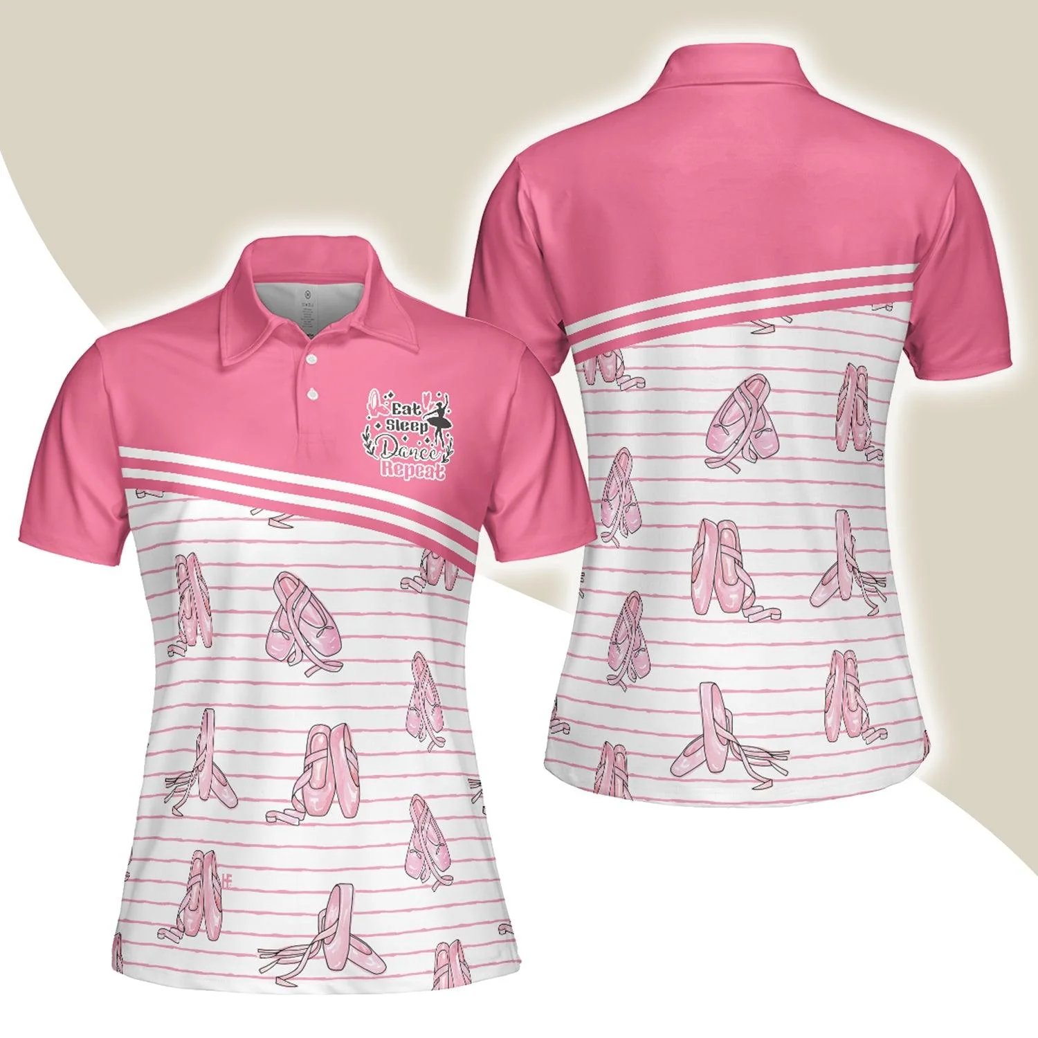Ballerina Women Polo Shirt, Pink Ballet Polo Shirt Design For Ladies - Gift For Ballet Dancer, Ballerina