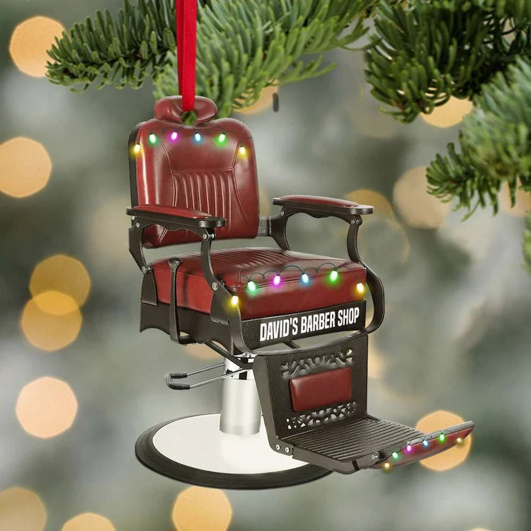 Barber Chair Personalized Christmas Ornament - Gift For Barber, Custom Acrylic Shape Ornament Decor - Image 2