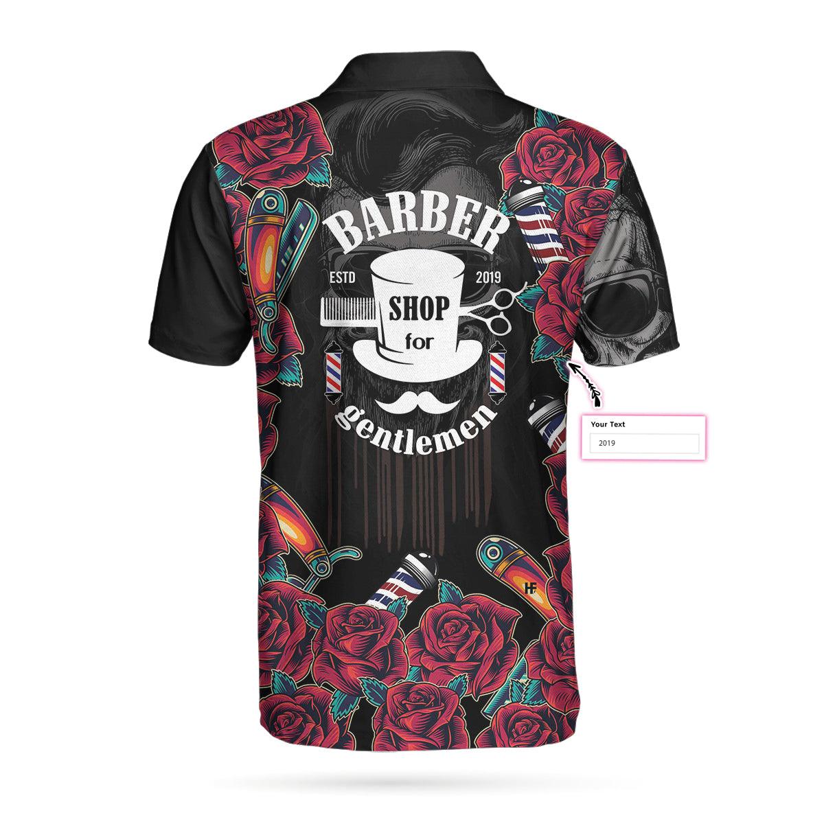 Barber Customized Men Polo Shirt, Barber Shop For Gentleman, Skull Barber Polo Shirt - Best Gift For Men, Barber - Image 2