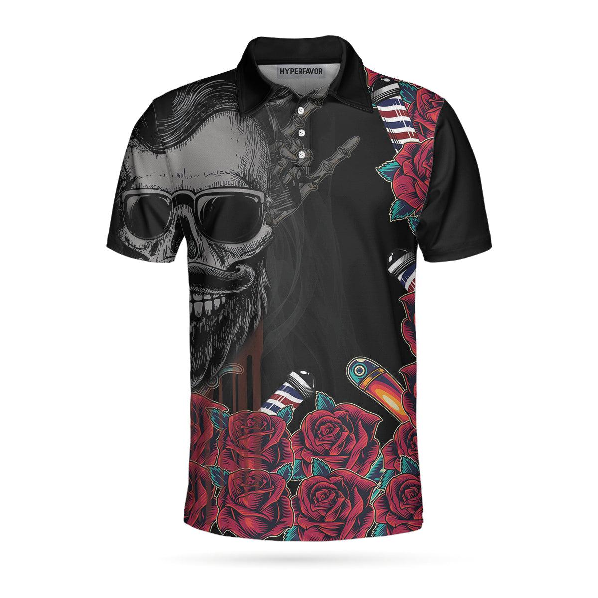 Barber Customized Men Polo Shirt, Barber Shop For Gentleman, Skull Barber Polo Shirt - Best Gift For Men, Barber - Image 3