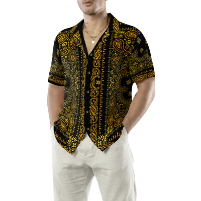 Barber Hawaiian Shirt, Barber Bandana Style Gold Aloha Shirt For Men - Perfect Gift For Baber, Friend, Family - Image 5