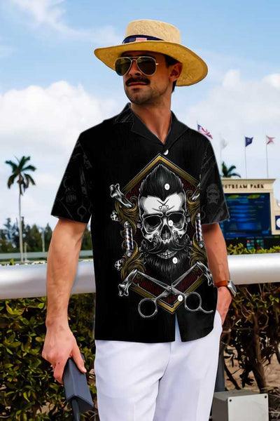 Barber Hawaiian Shirt, Barber Skull Aloha Shirt For Men - Perfect Gift For Barber, Husband, Boyfriend, Friend, Family - Image 4