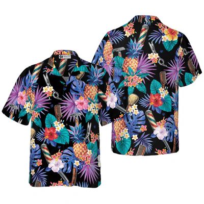 Barber Hawaiian Shirt, Barber Tools & The Tropical Leaves Aloha Shirt For Men - Perfect Gift For Baber, Friend, Family