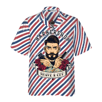 Barber Hawaiian Shirt, Barbershop Shave & Cut Aloha Shirt For Men - Perfect Gift For Barber, Husband, Boyfriend, Friend, Family - Image 2