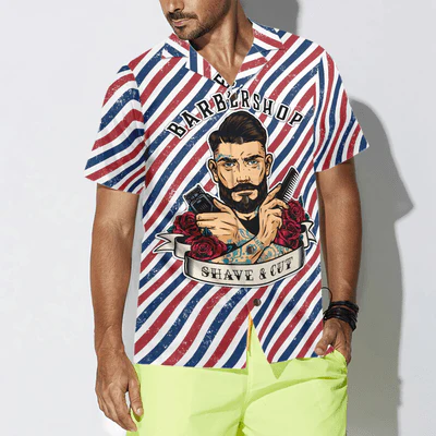 Barber Hawaiian Shirt, Barbershop Shave & Cut Aloha Shirt For Men - Perfect Gift For Barber, Husband, Boyfriend, Friend, Family - Image 4