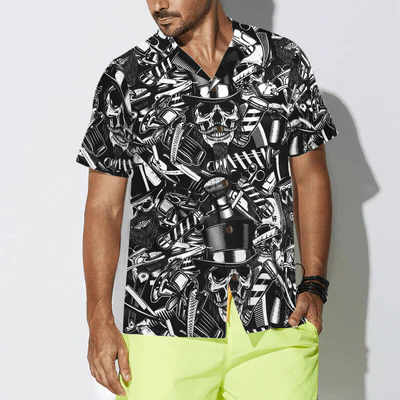 Barber Hawaiian Shirt, Barbershop Skull Aloha Shirt For Men - Gift For Barber, Husband, Family, Friends - Image 5