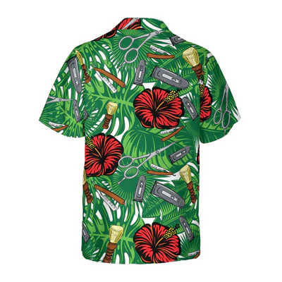 Barber Hawaiian Shirt, Red Rose Barber Tools Aloha Shirt For Men - Gift For Barber, Husband, Family, Friends - Image 2