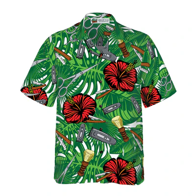 Barber Hawaiian Shirt, Red Rose Barber Tools Aloha Shirt For Men - Gift For Barber, Husband, Family, Friends - Image 3