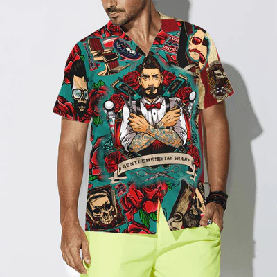 Barber Hawaiian Shirt, Red Rose Gentlemen Stay Sharp Aloha Shirt For Men - Perfect Gift For Barber, Husband, Boyfriend, Friend, Family - Image 4