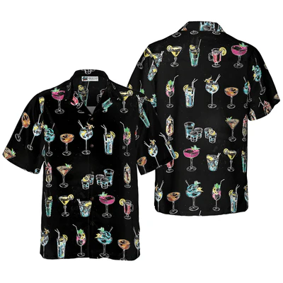 Bartender Hawaiian Shirt, Colorful Cocktail Aloha Shirt For Men - Gift For Bartender, Husband, Boyfriend, Family, Friends