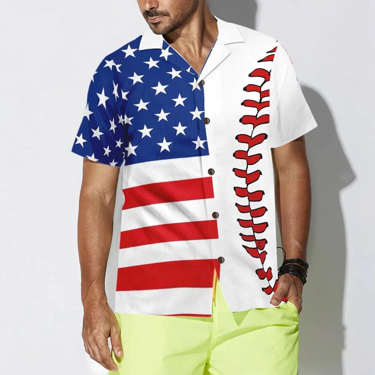 Baseball American Flag Hawaiian Shirt, Baseball Aloha Shirt, American Flag Hawaiian Shirt - Gift For Men Women, Friends, Family - Image 3