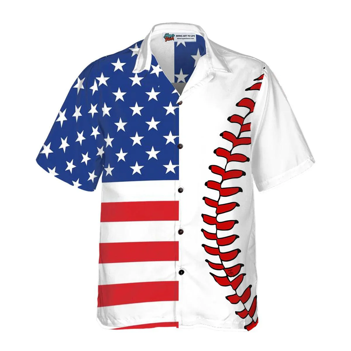 Baseball American Flag Hawaiian Shirt, Baseball Aloha Shirt, American Flag Hawaiian Shirt - Gift For Men Women, Friends, Family - Image 4